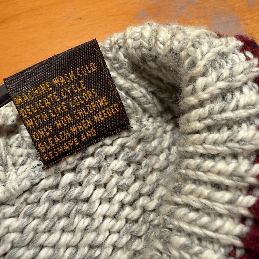 VTG 80s 90s Cotton Authentic Knitwear Mens L Nordic Fair Isle‎ Sweater Made USA - Picture 6 of 9